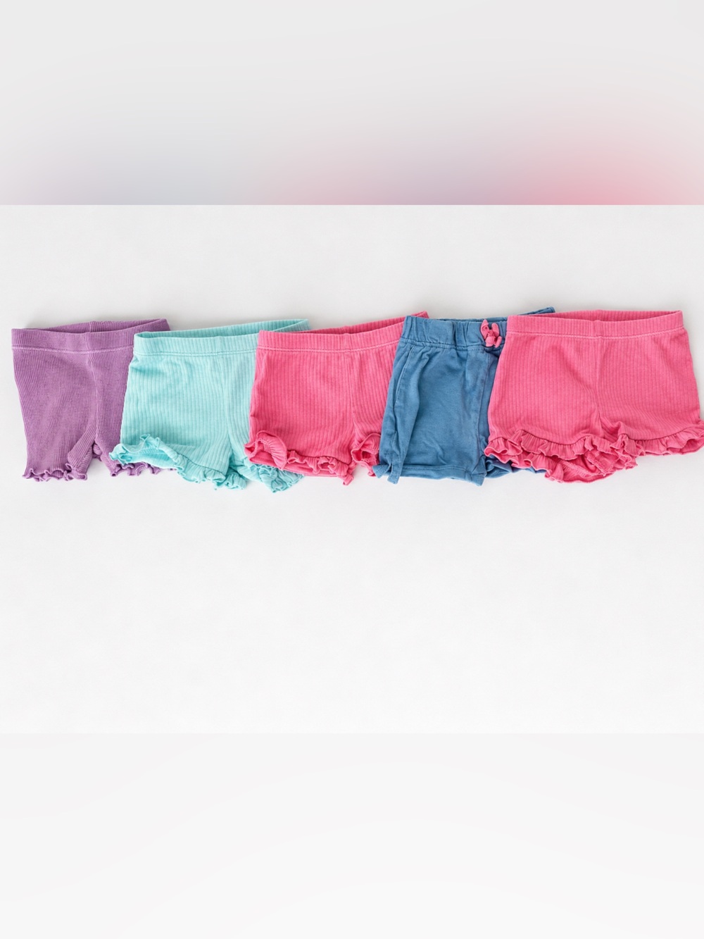Baby Girl Ribbed Ruffle Shorts Bundle | 5 Piece Summer Shorts Set